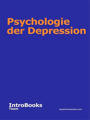 cover image of Psychologie der Depression